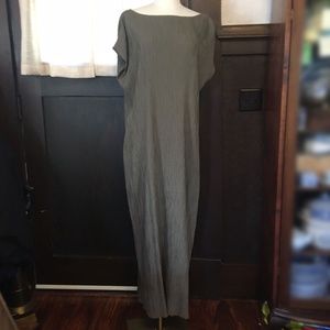 Vintage Isabella Bird Olive Crepe Long Sleeveless Dress, US Size L